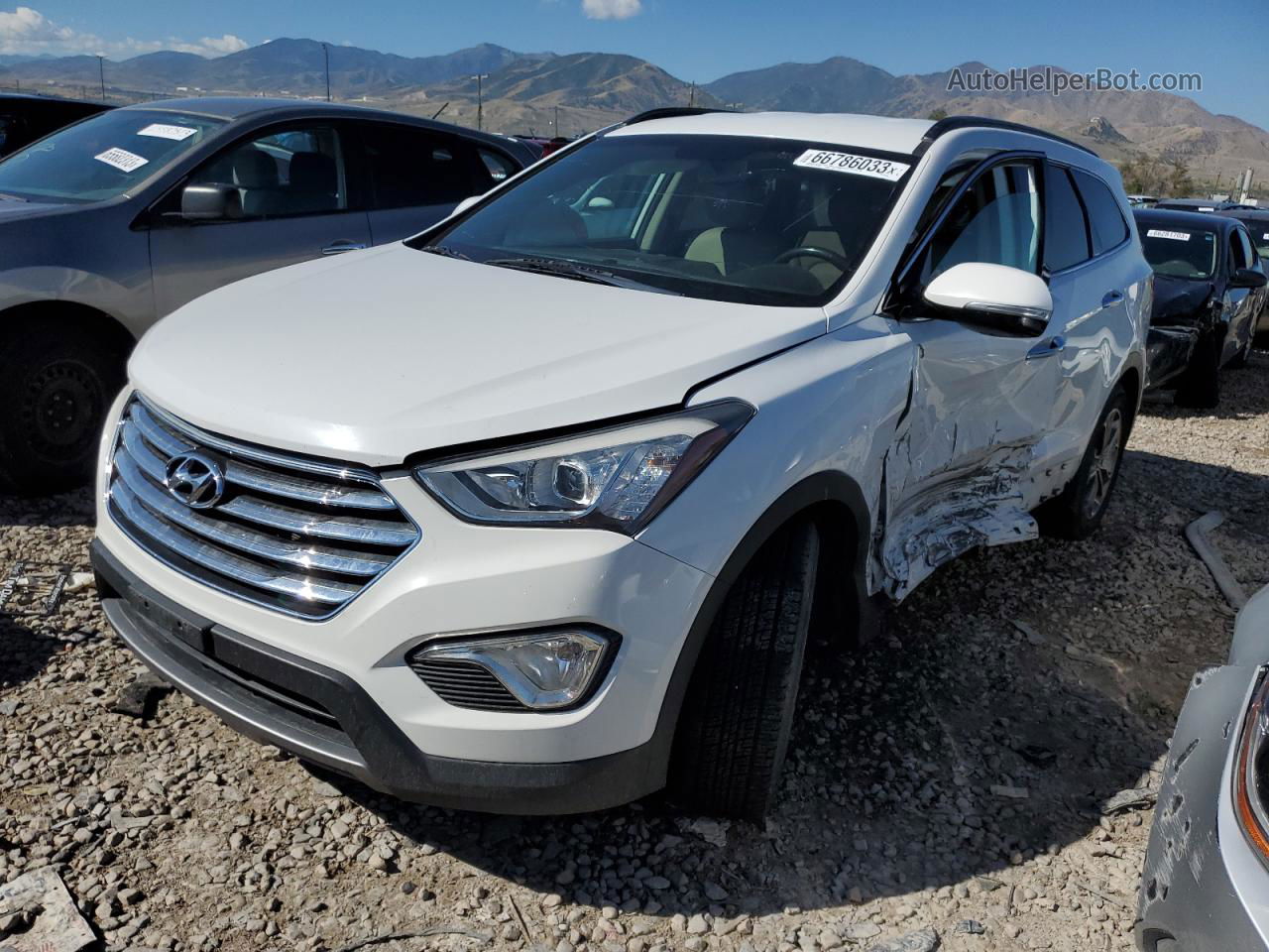 2014 Hyundai Santa Fe Gls White vin: KM8SNDHF6EU057003