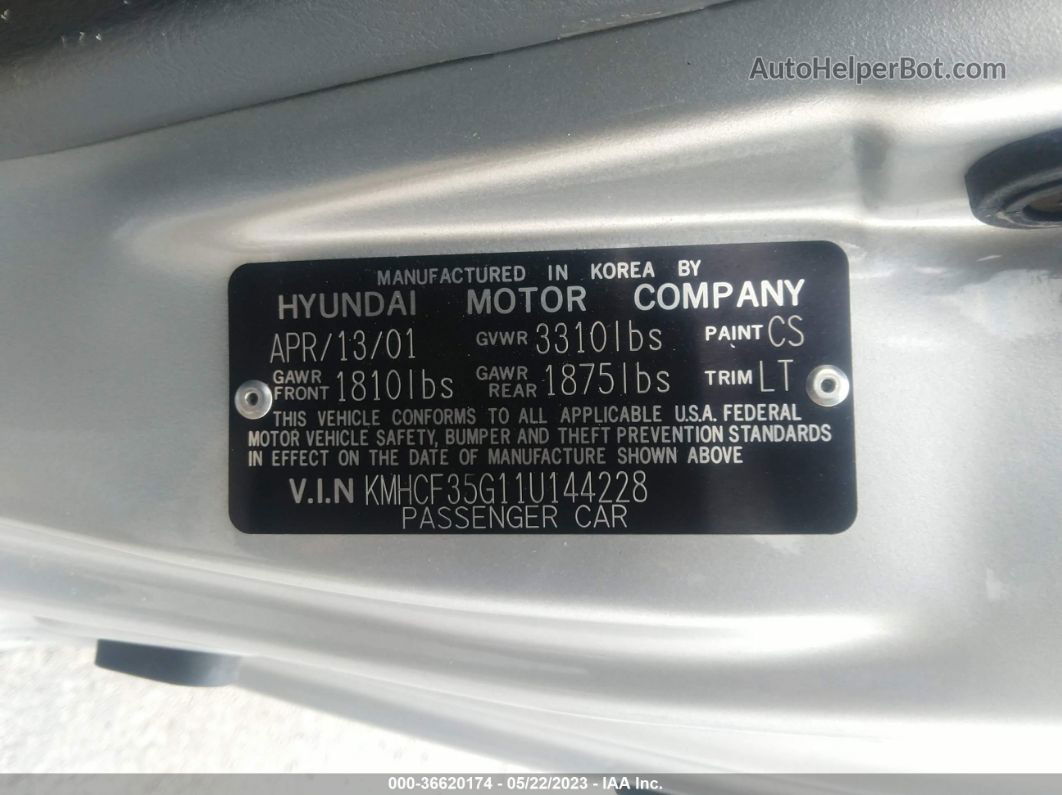 2001 Hyundai Accent L Silver vin: KMHCF35G11U144228
