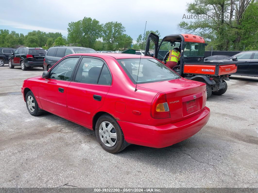 2001 Hyundai Accent Gl Red vin: KMHCG45C81U242107