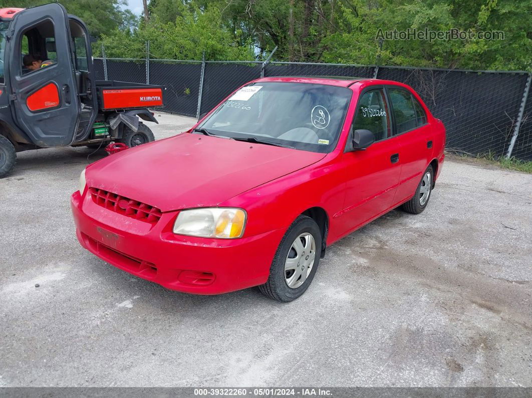 2001 Hyundai Accent Gl Red vin: KMHCG45C81U242107