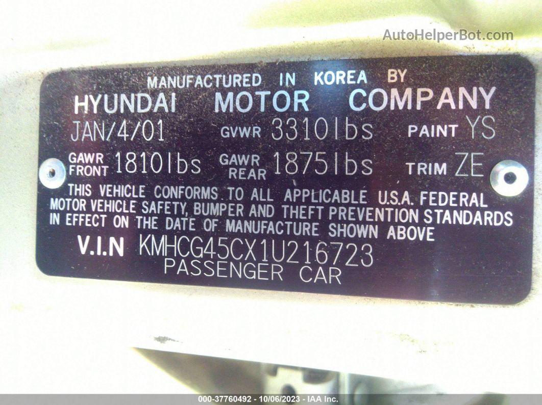 2001 Hyundai Accent Gl Silver vin: KMHCG45CX1U216723
