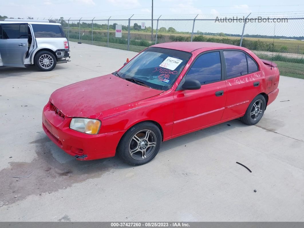 2001 Hyundai Accent Gl Red vin: KMHCG45CX1U248927