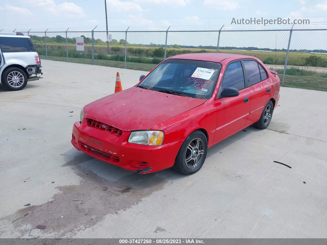 2001 Hyundai Accent Gl Red vin: KMHCG45CX1U248927