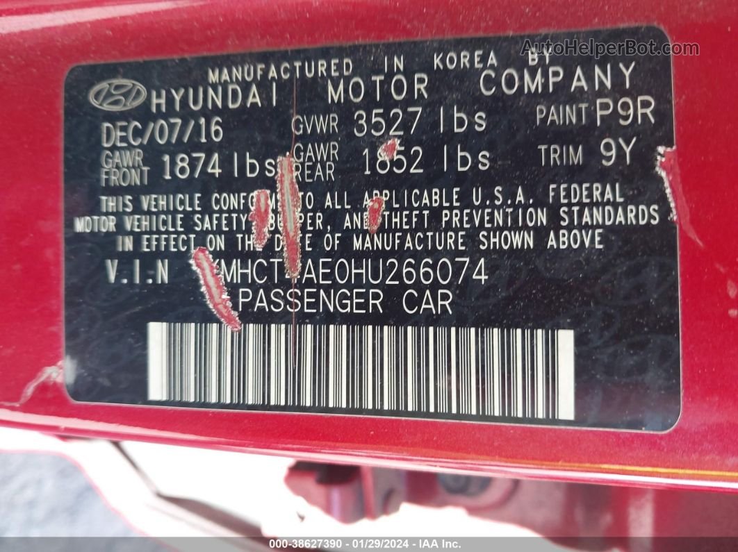 2017 Hyundai Accent Se Красный vin: KMHCT4AE0HU266074