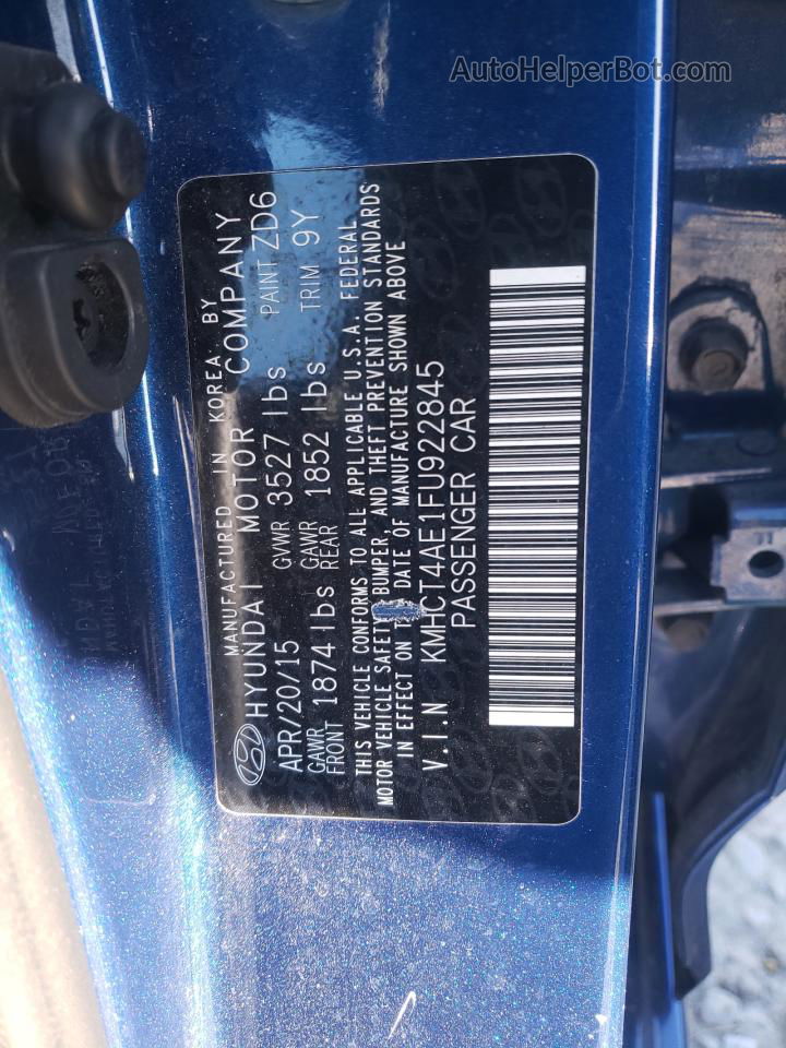 2015 Hyundai Accent Gls Blue vin: KMHCT4AE1FU922845