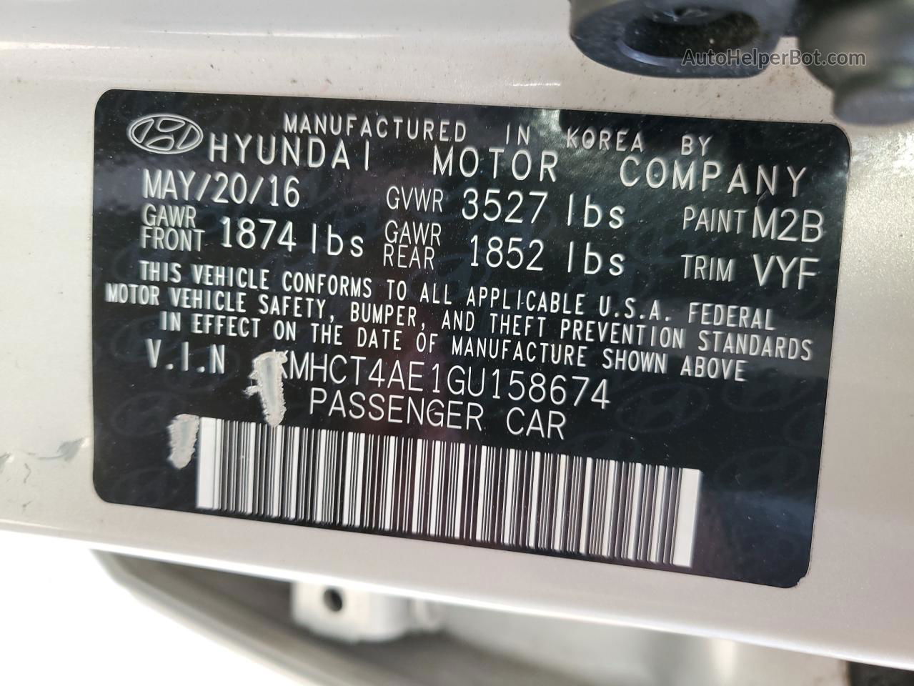 2016 Hyundai Accent Se Cream vin: KMHCT4AE1GU158674