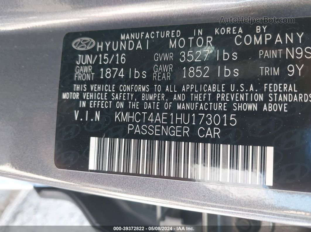 2017 Hyundai Accent Se Gray vin: KMHCT4AE1HU173015