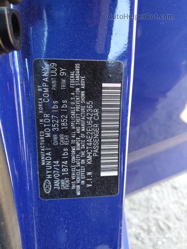 2014 Hyundai Accent Gls Blue vin: KMHCT4AE2EU642365
