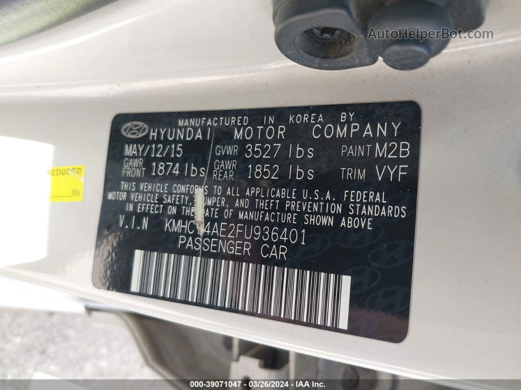 2015 Hyundai Accent Gls White vin: KMHCT4AE2FU936401