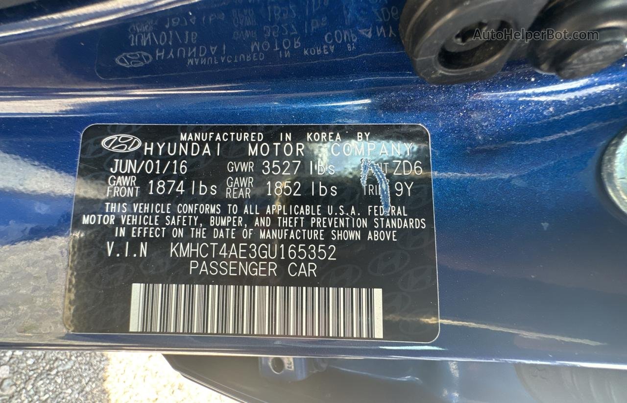 2016 Hyundai Accent Se Синий vin: KMHCT4AE3GU165352