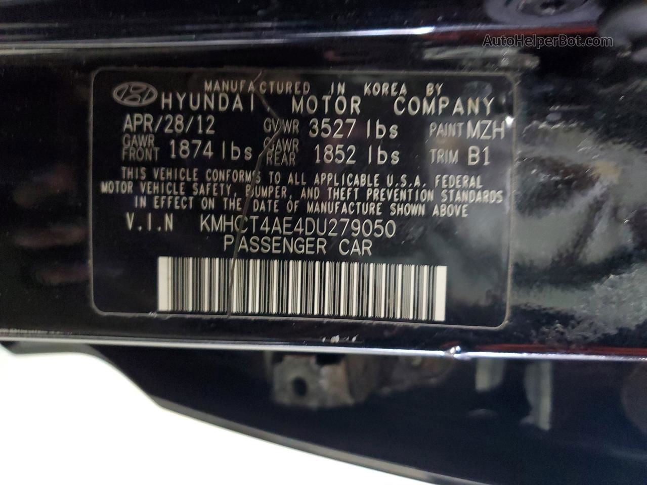 2013 Hyundai Accent Gls Black vin: KMHCT4AE4DU279050