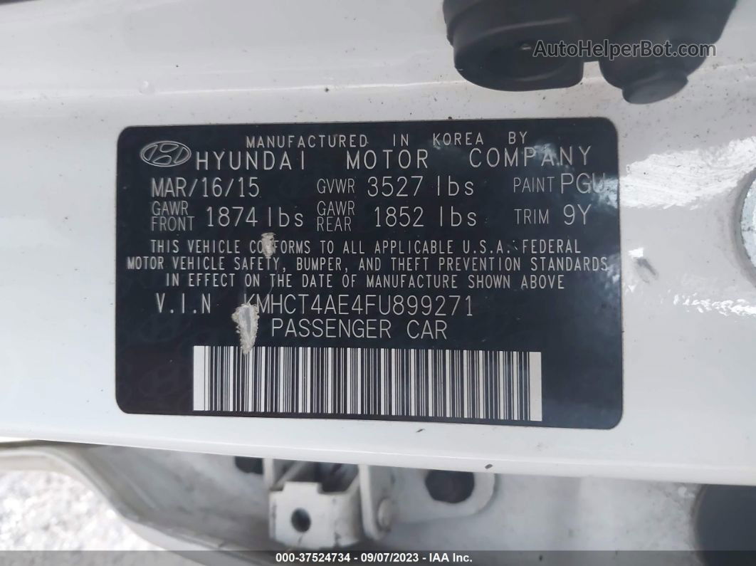 2015 Hyundai Accent Gls White vin: KMHCT4AE4FU899271