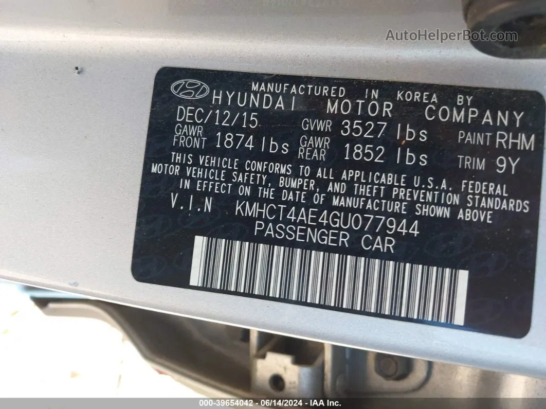 2016 Hyundai Accent Se Серебряный vin: KMHCT4AE4GU077944