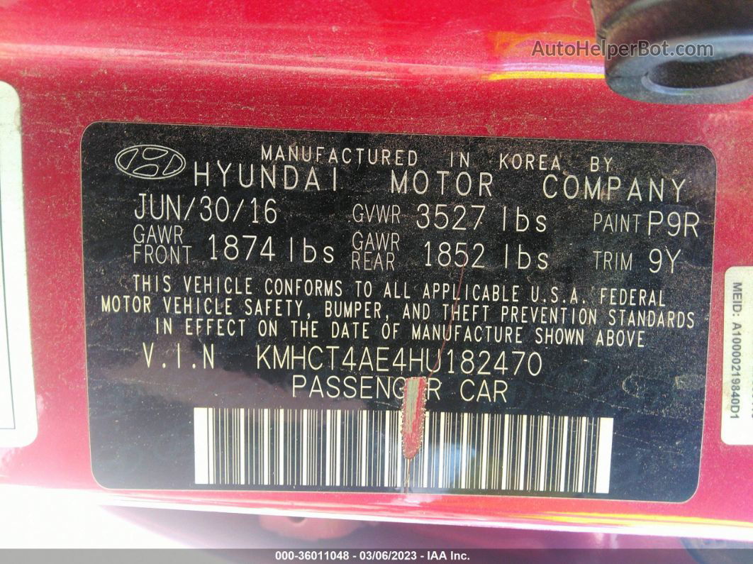 2017 Hyundai Accent Se Red vin: KMHCT4AE4HU182470