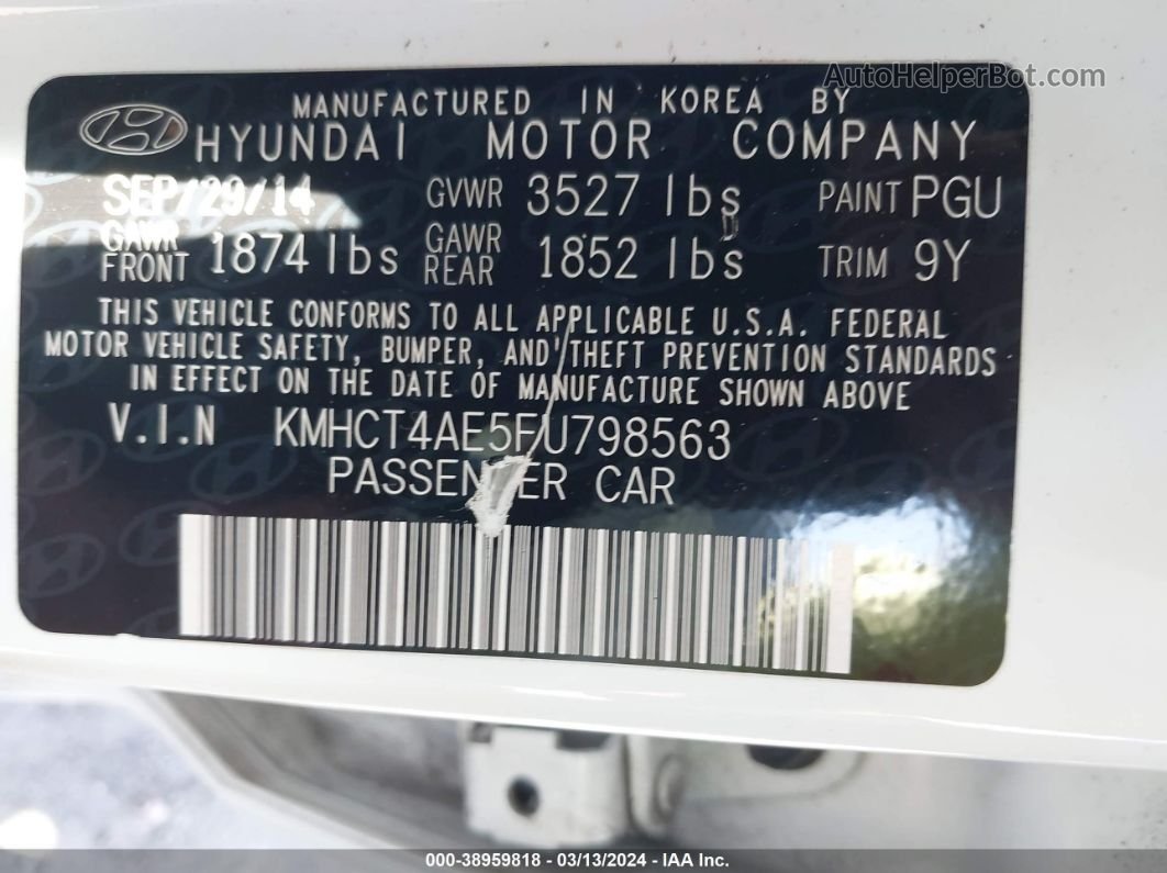 2015 Hyundai Accent Gls White vin: KMHCT4AE5FU798563