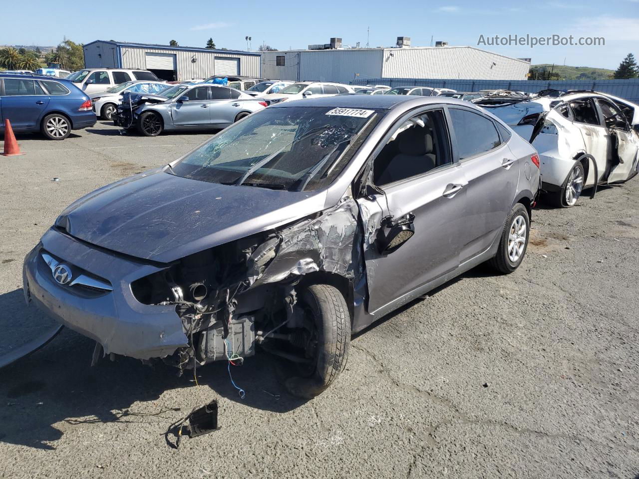 2014 Hyundai Accent Gls Gray vin: KMHCT4AE7EU696518