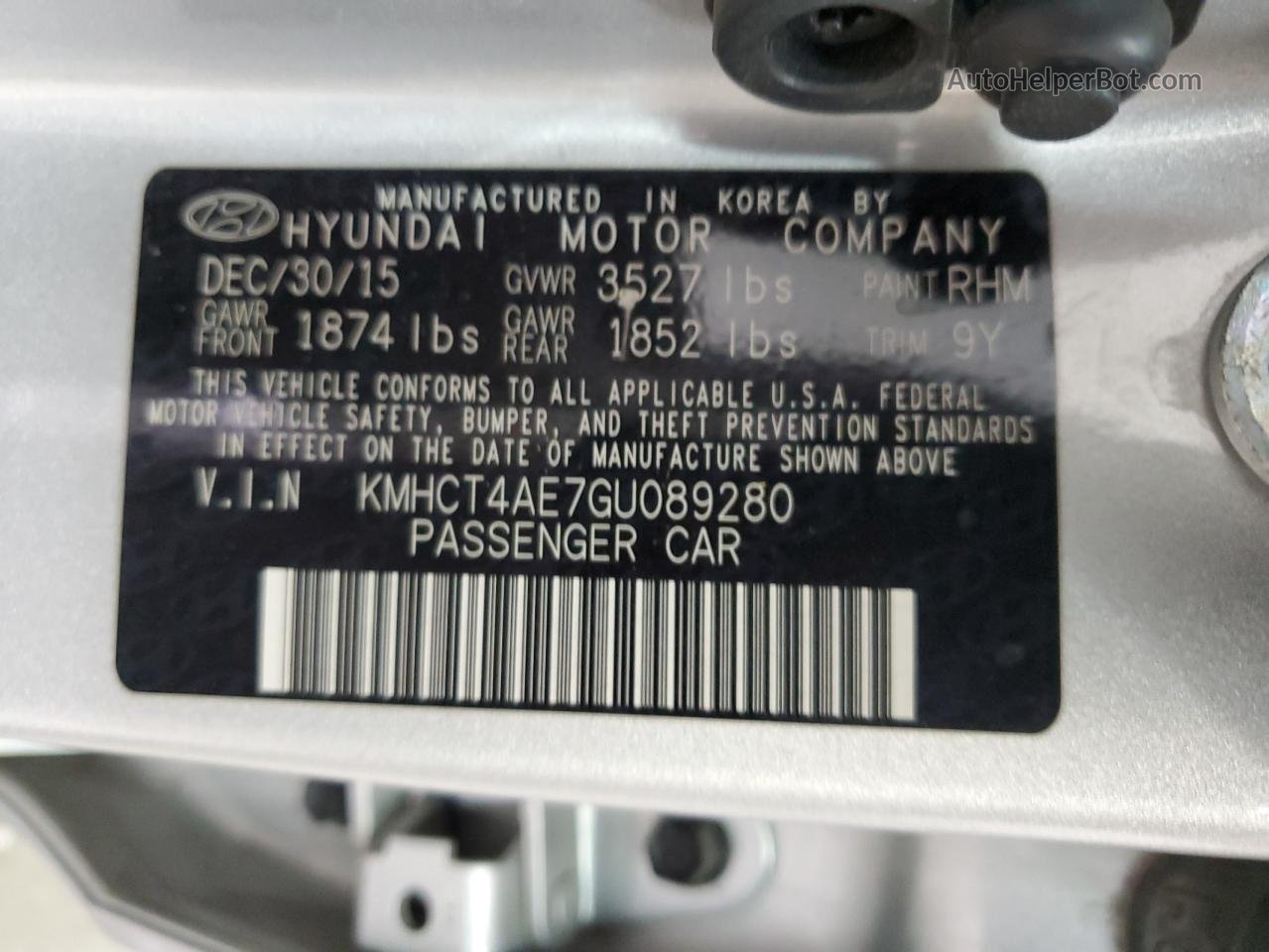 2016 Hyundai Accent Se Silver vin: KMHCT4AE7GU089280