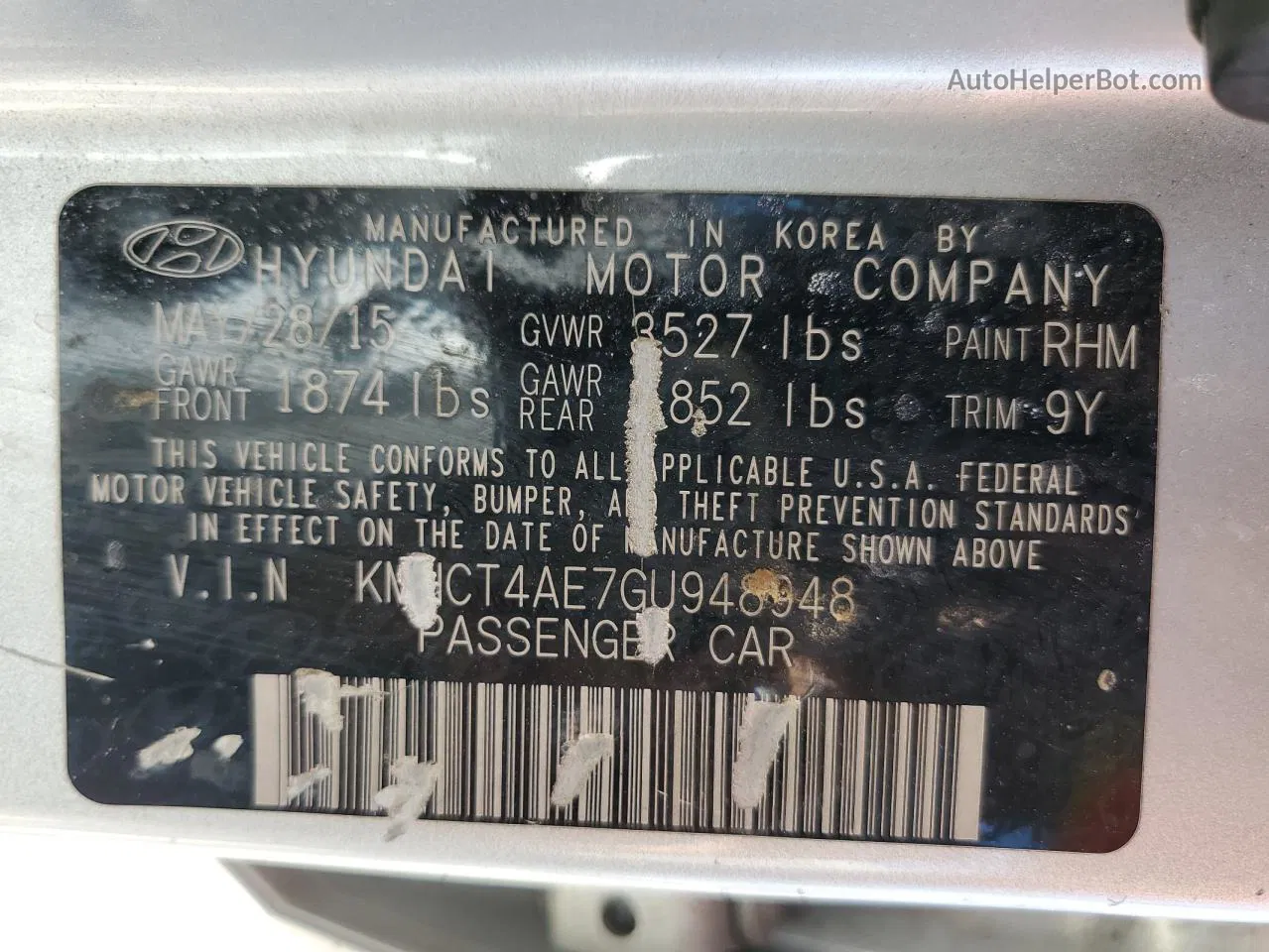 2016 Hyundai Accent Se Серебряный vin: KMHCT4AE7GU948948