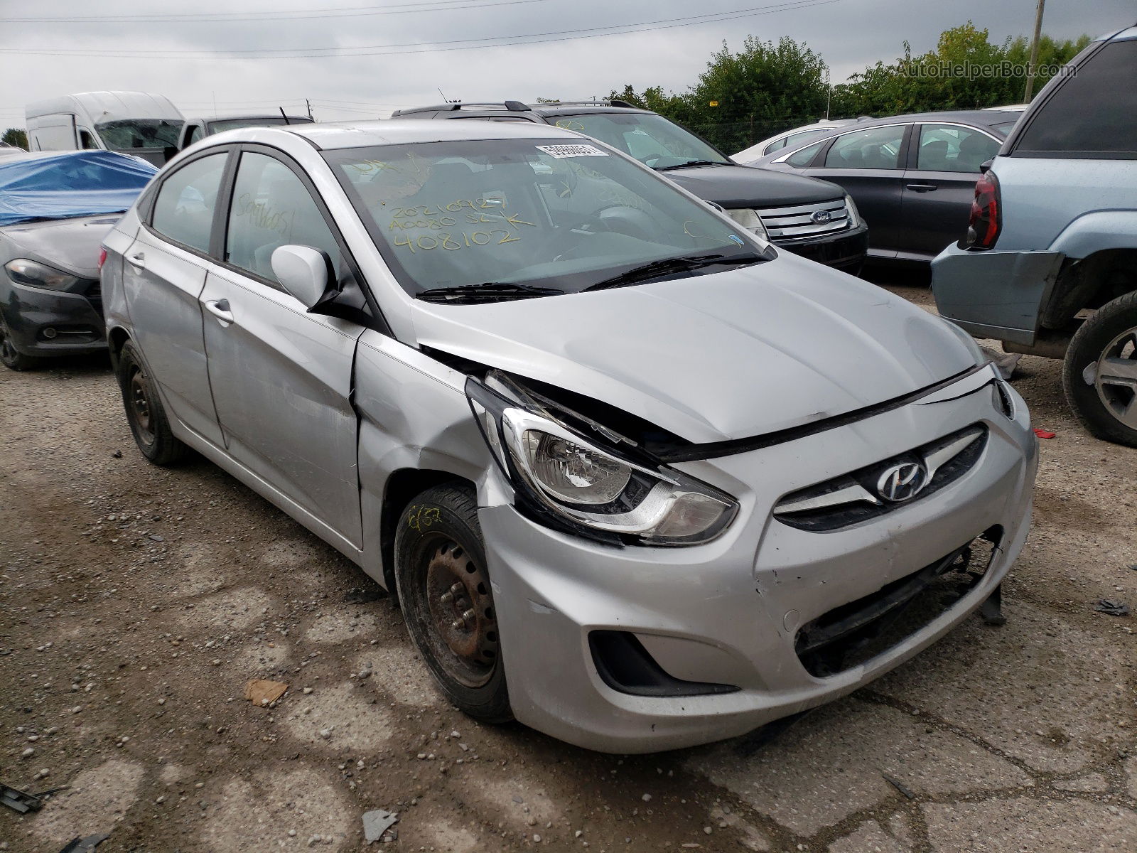 2013 Hyundai Accent Gls Silver vin: KMHCT4AE8DU408102