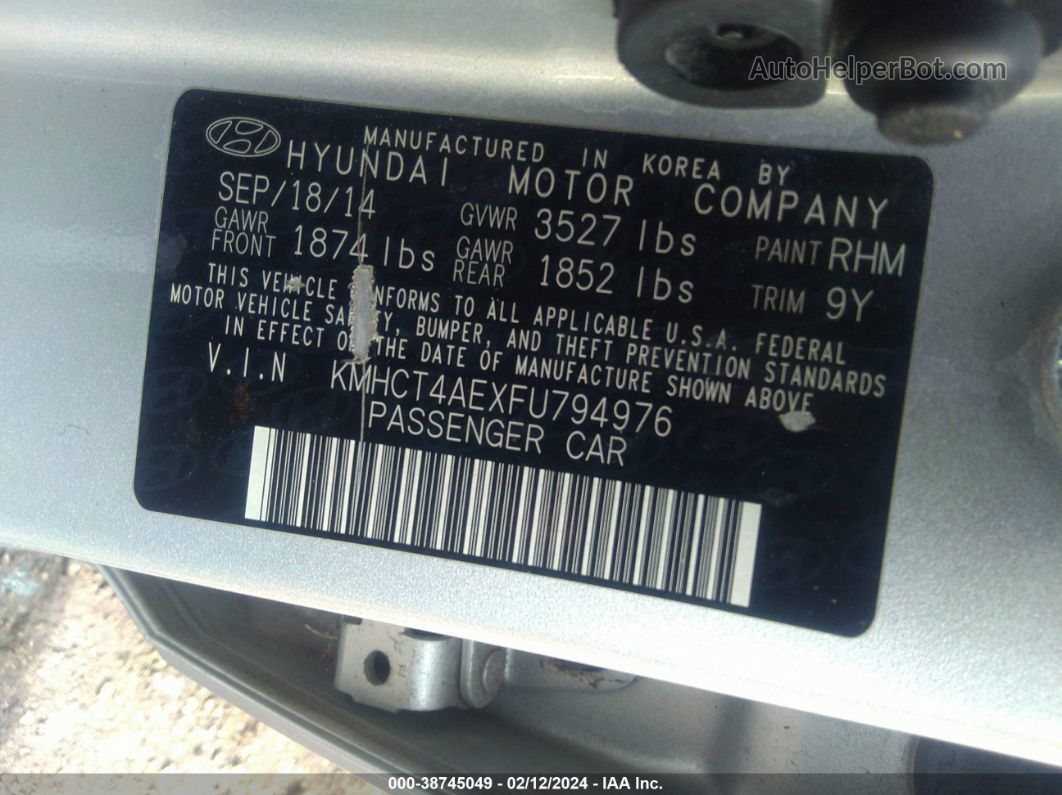 2015 Hyundai Accent Gls Silver vin: KMHCT4AEXFU794976