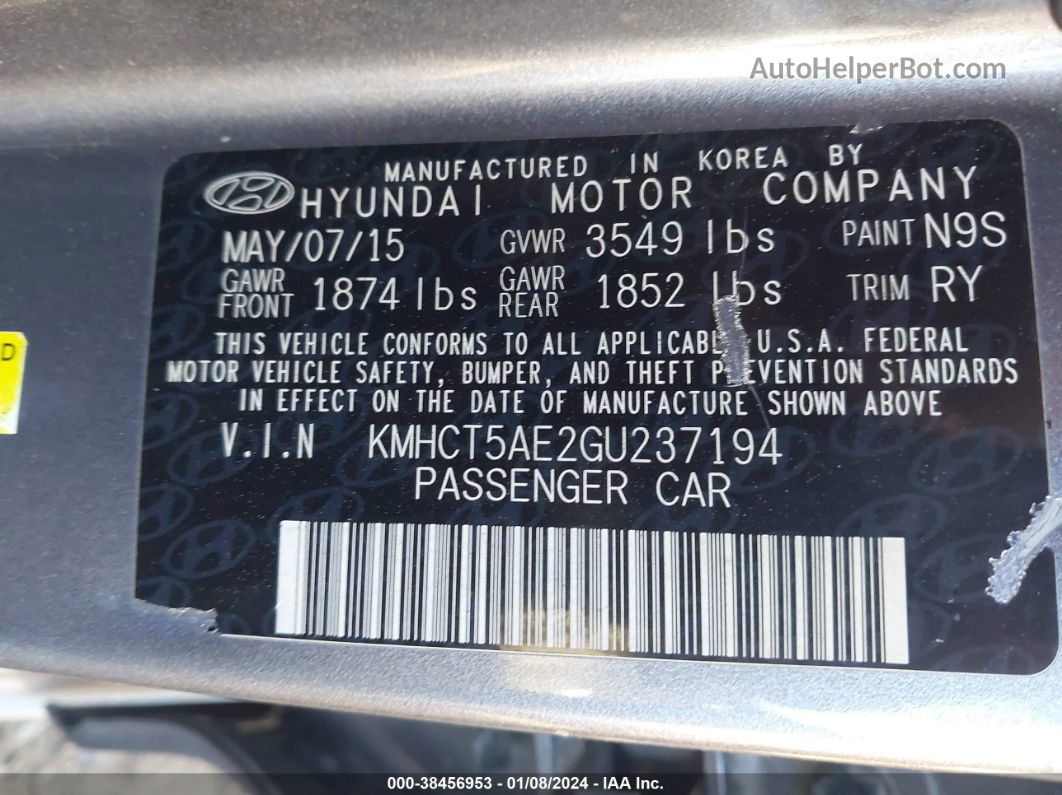 2016 Hyundai Accent Se Gray vin: KMHCT5AE2GU237194