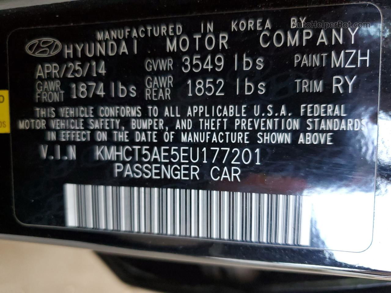 2014 Hyundai Accent Gls Black vin: KMHCT5AE5EU177201
