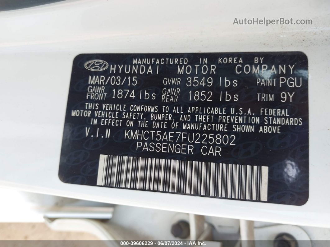 2015 Hyundai Accent Gs White vin: KMHCT5AE7FU225802