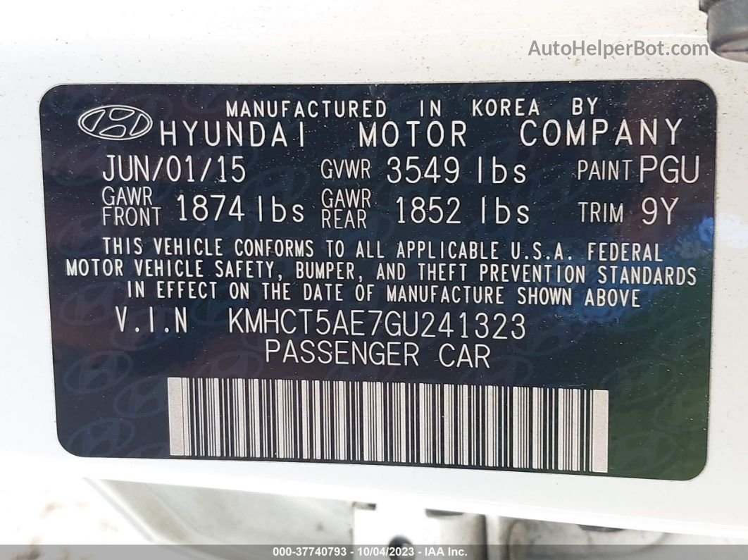 2016 Hyundai Accent Se White vin: KMHCT5AE7GU241323