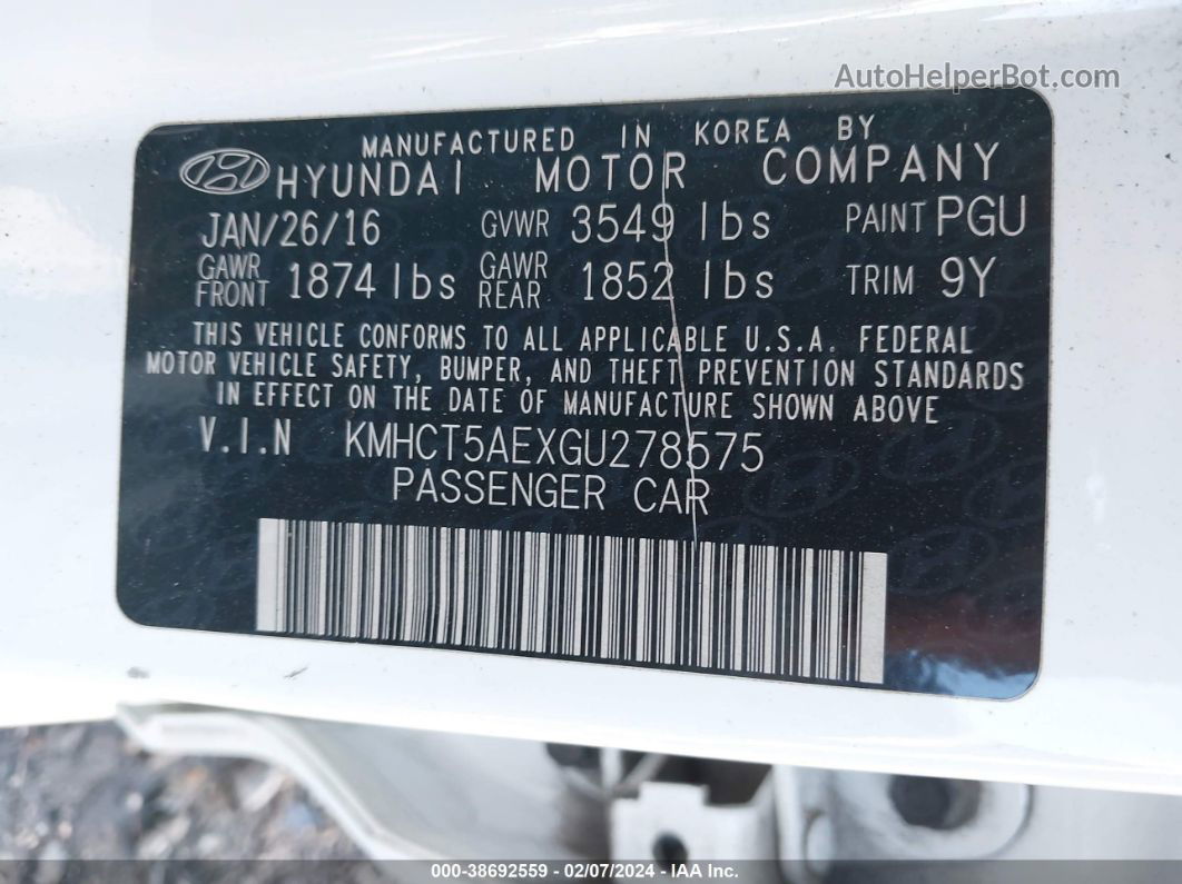 2016 Hyundai Accent Se Белый vin: KMHCT5AEXGU278575