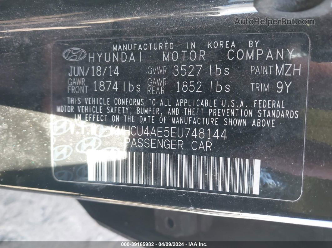 2014 Hyundai Accent Gls Black vin: KMHCU4AE5EU748144