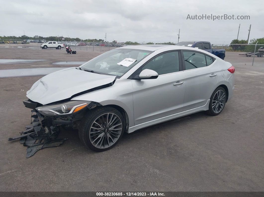 2018 Hyundai Elantra Sport Silver vin: KMHD04LB1JU554983