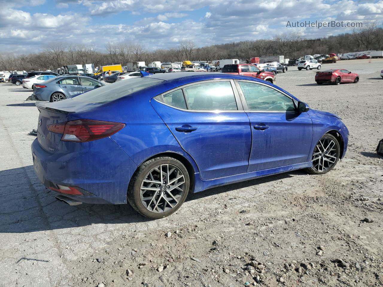 2019 Hyundai Elantra Sport Синий vin: KMHD04LB5KU855242