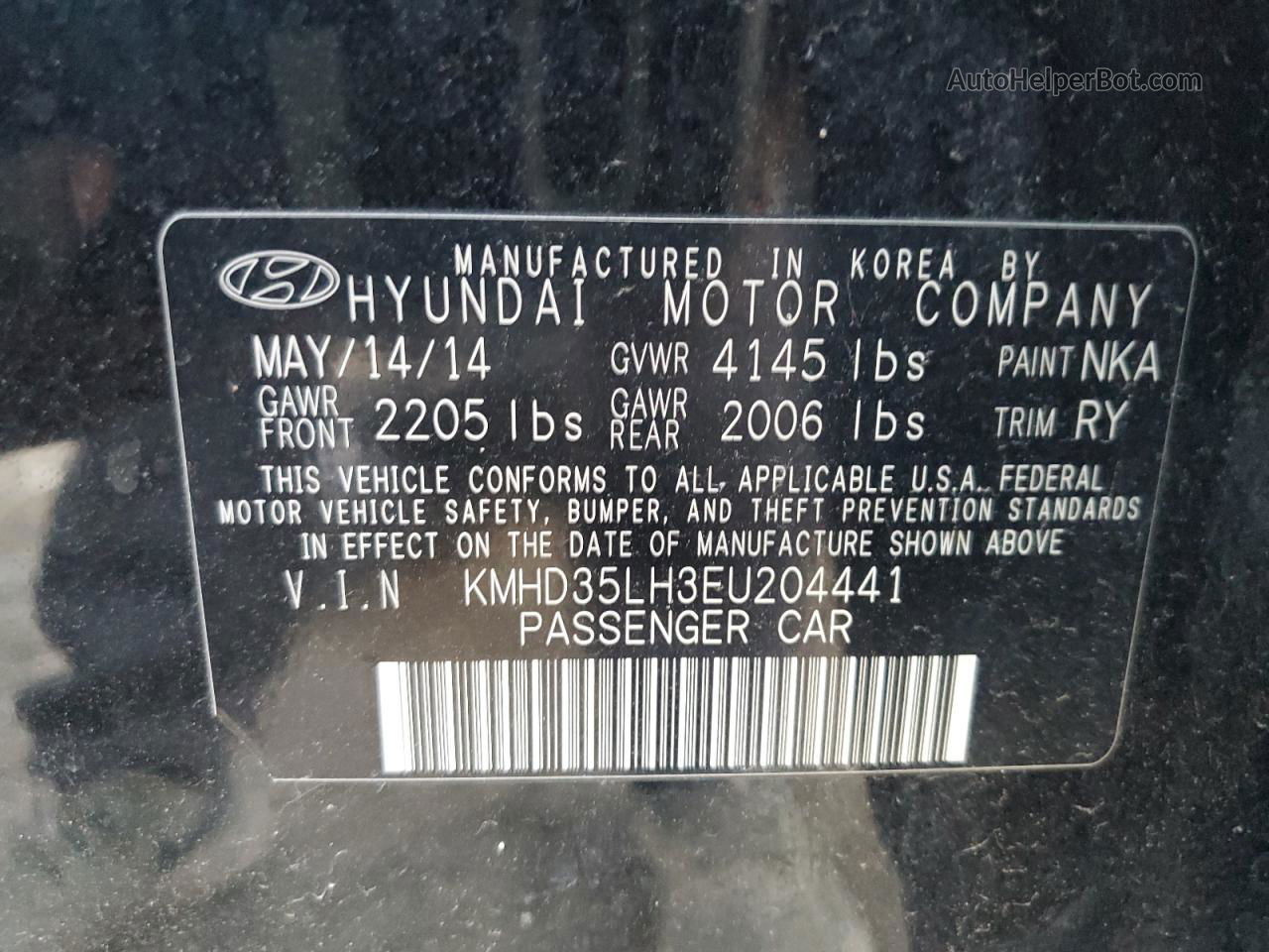 2014 Hyundai Elantra Gt Черный vin: KMHD35LH3EU204441