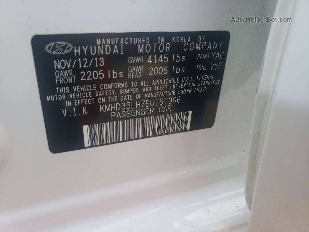 2014 Hyundai Elantra Gt  White vin: KMHD35LH7EU161996