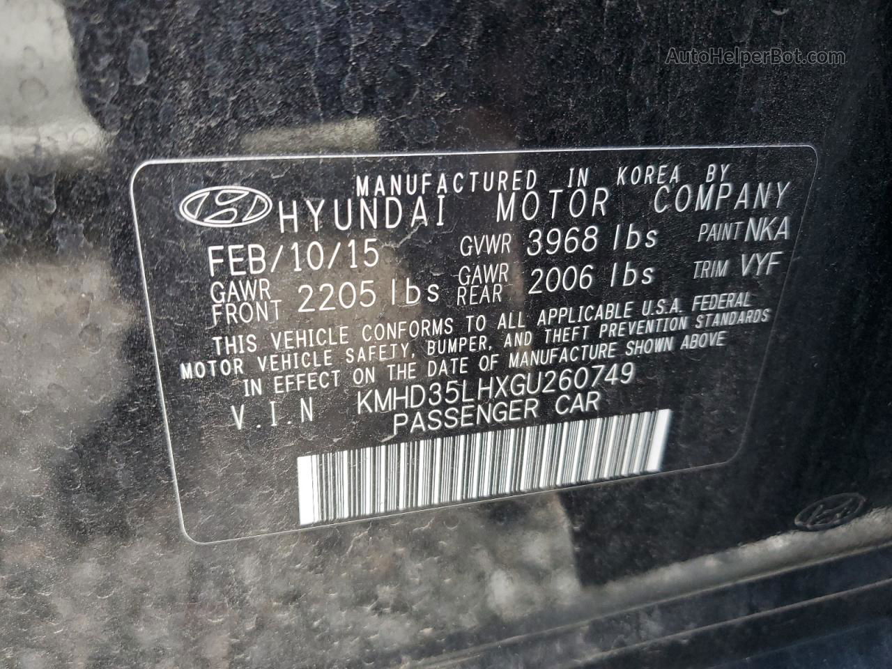 2016 Hyundai Elantra Gt  Черный vin: KMHD35LHXGU260749