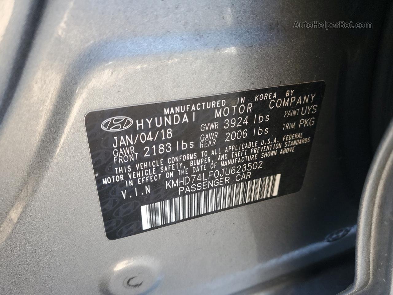 2018 Hyundai Elantra Se Silver vin: KMHD74LF0JU623502