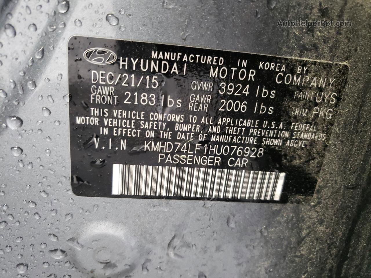 2017 Hyundai Elantra Se Gray vin: KMHD74LF1HU076928