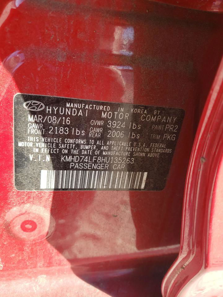 2017 Hyundai Elantra Se Красный vin: KMHD74LF8HU135263