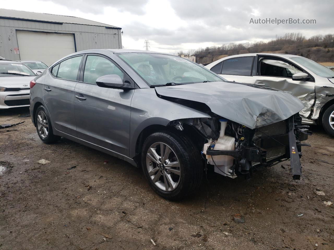 2018 Hyundai Elantra Sel Gray vin: KMHD84LF2JU555698