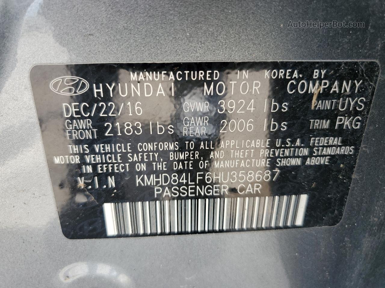 2017 Hyundai Elantra Se Silver vin: KMHD84LF6HU358687