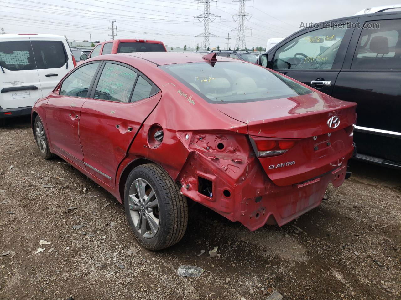 2018 Hyundai Elantra Sel Red vin: KMHD84LF6JU495098