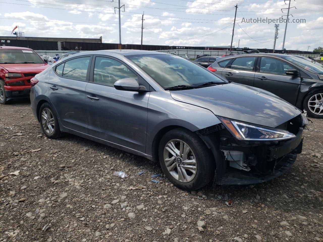 2019 Hyundai Elantra Sel Gray vin: KMHD84LF6KU818888