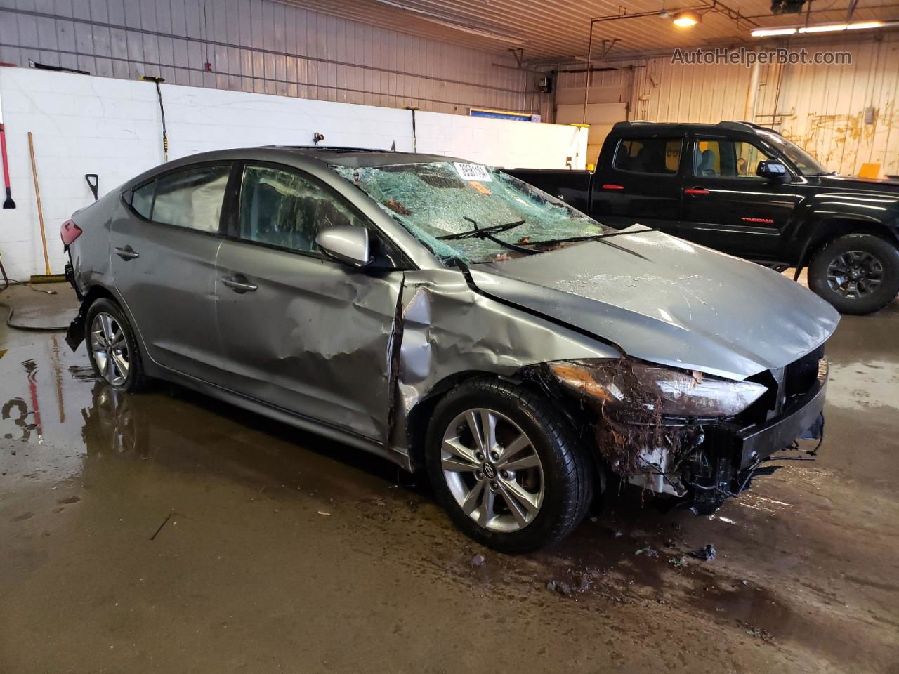 2018 Hyundai Elantra Sel Gray vin: KMHD84LF7JU443589