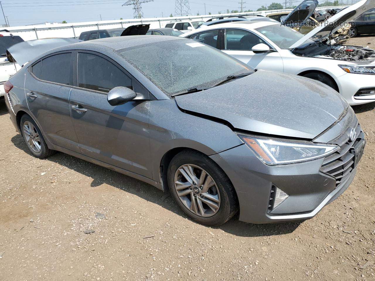 2019 Hyundai Elantra Sel Gray vin: KMHD84LFXKU796376