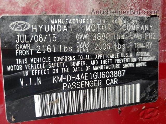 2016 Hyundai Elantra Se Red vin: KMHDH4AE1GU603887
