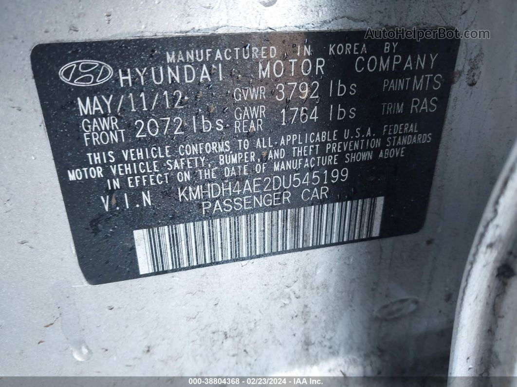 2013 Hyundai Elantra Gls Серебряный vin: KMHDH4AE2DU545199