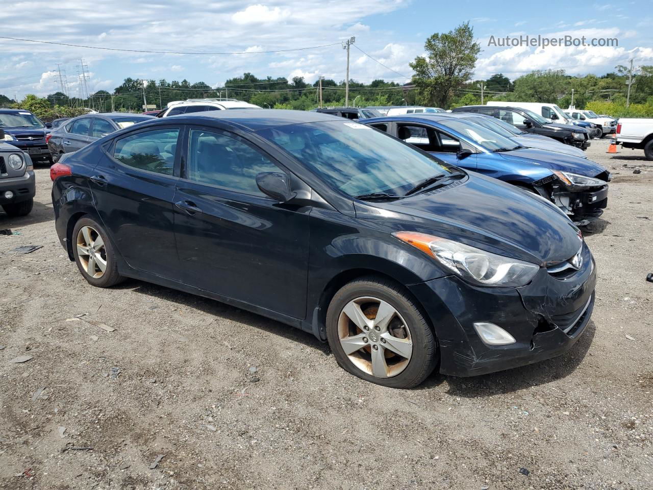 2013 Hyundai Elantra Gls Black vin: KMHDH4AE2DU649174