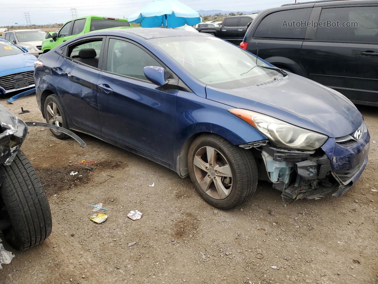 2013 Hyundai Elantra Gls Blue vin: KMHDH4AE2DU728327