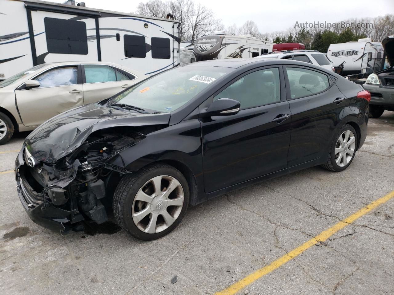 2013 Hyundai Elantra Gls Black vin: KMHDH4AE2DU837337