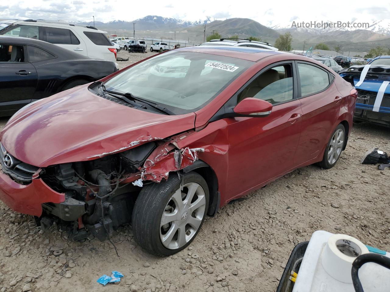 2013 Hyundai Elantra Gls Red vin: KMHDH4AE3DU526712